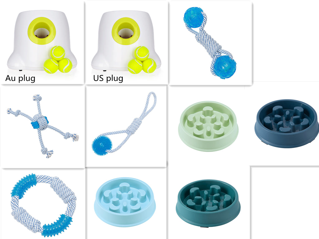 Dog Pet Automatic Interactive Ball Launcher pair by Sell My Stuff with US/AU plugs, yellow balls on Tampa Home & Garden Store