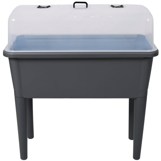2 Piece Raised Garden Bed with Ventilated Lid by HouseOfZazla, clear lid over gray base on Tampa Home & Garden Store