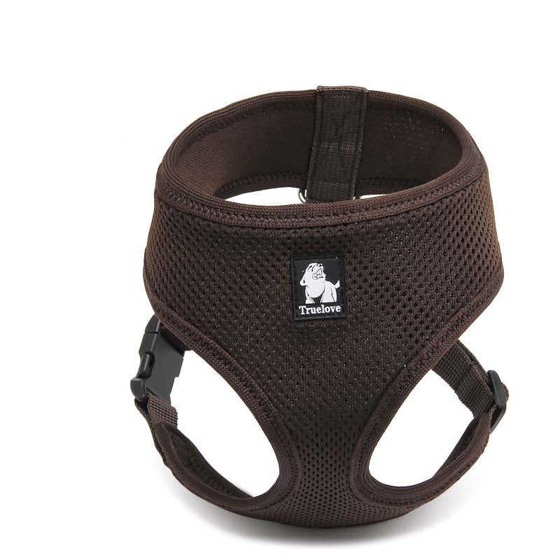 Breathable dog harness with small sling in brown mesh, Pet Zen with Truelove patch on Tampa Home & Garden Store