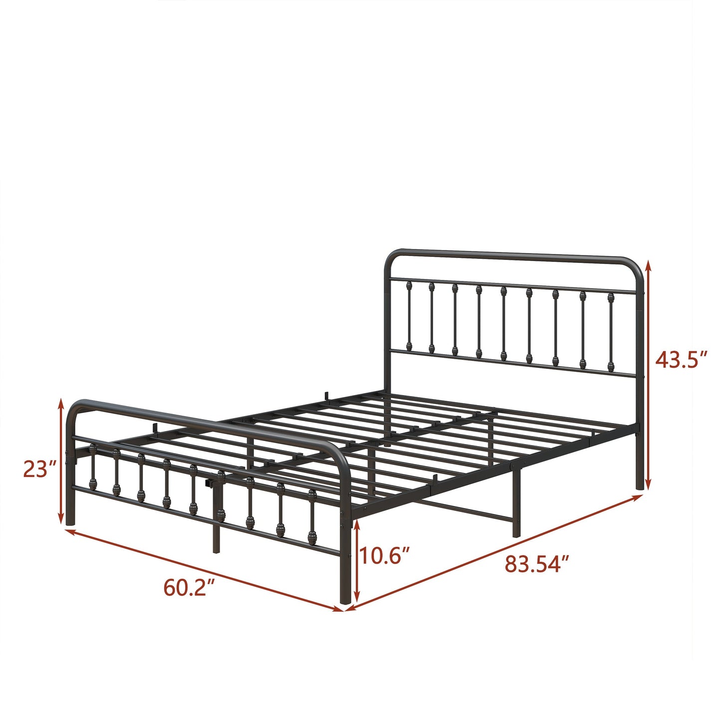 Tara Victorian-Style Steel Bed Frame by HouseOfZazla, black metal finish on Tampa Home & Garden Store