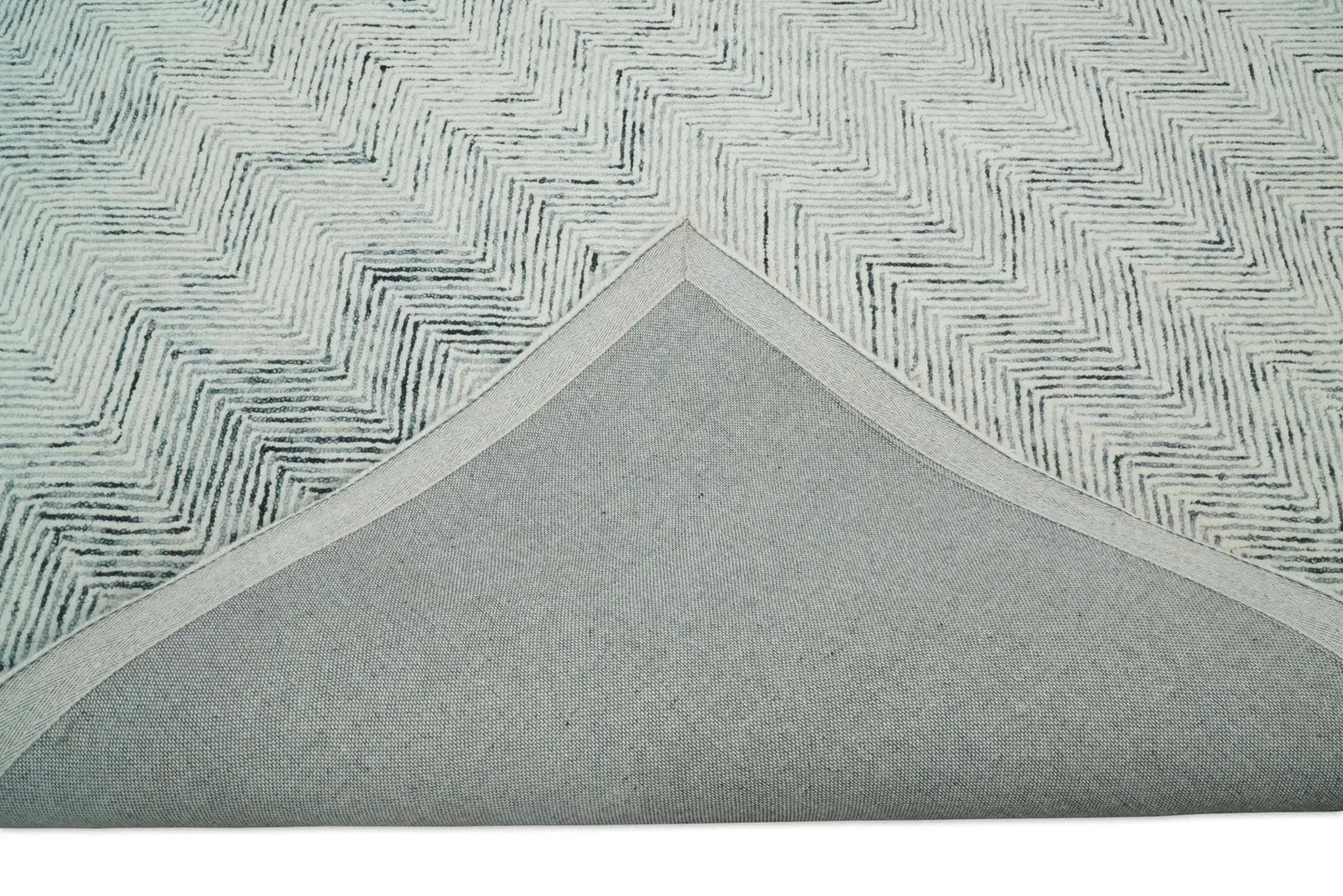 Wool area rug blue ivory chevron pattern by The Rug Decor, 5x8 & 8x10 on Tampa Home & Garden Store