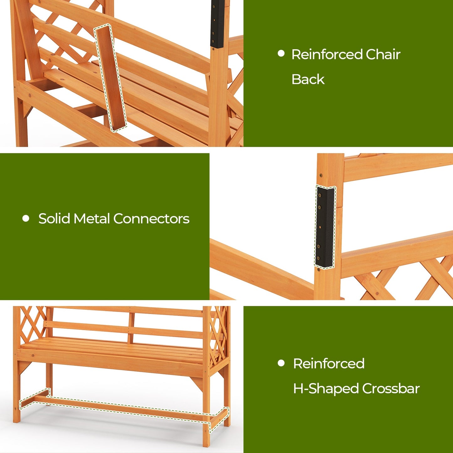 6.5 FT Tall Patio Garden Arbor with Pergola and 2-Seat Bench for Garden Backyard Decoration-Yellow - Tampa Home & Garden Store