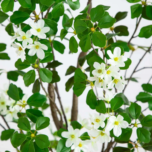Six Foot Tall Artificial Dogwood Tree with white blossoms and green leaves Nearly Natural on Tampa Home & Garden Store
