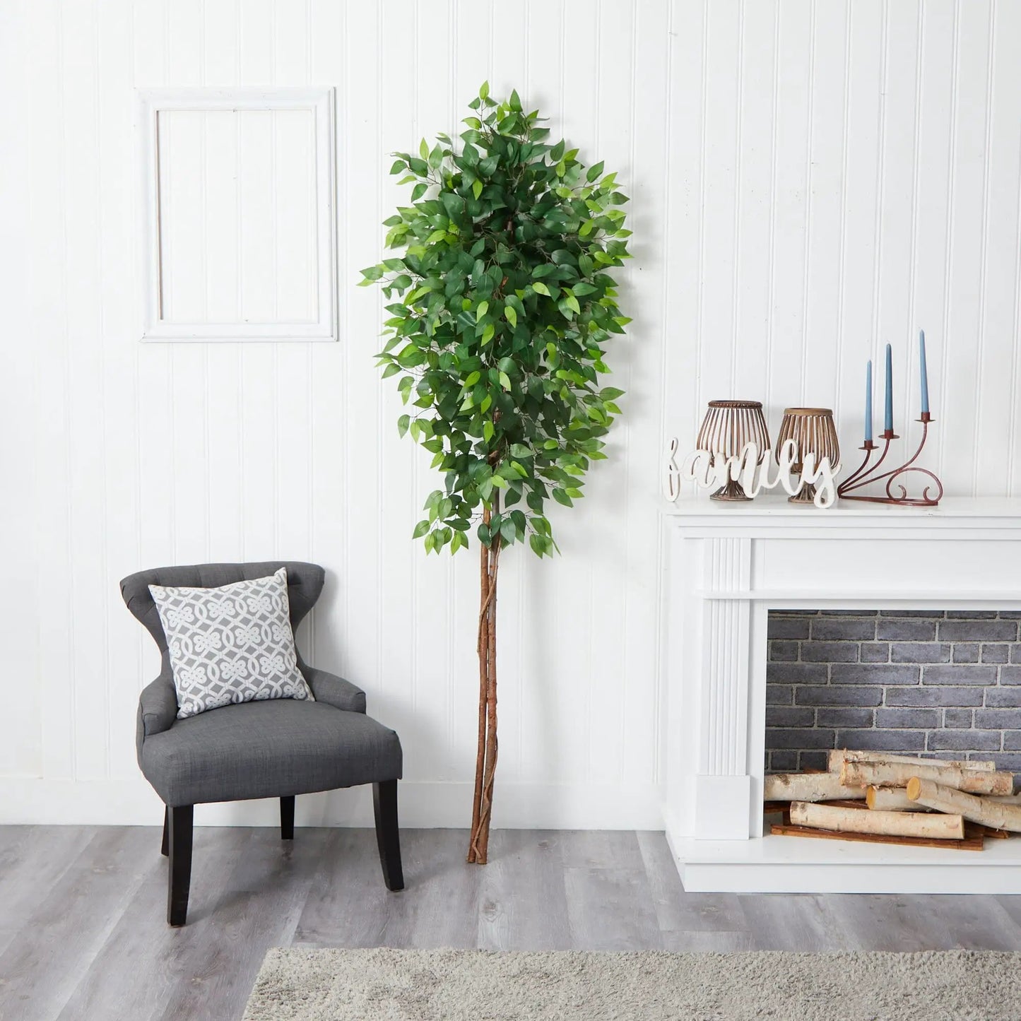 Six Foot Artificial Double Trunk Ficus Tree Nearly Natural with lush green leaves on Tampa Home & Garden Store