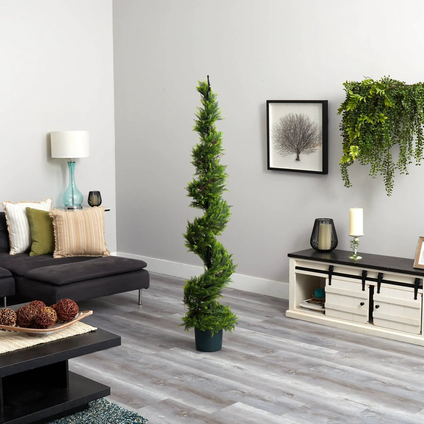 Six Foot Cypress Spiral Topiary Artificial Tree Nearly Natural green on Tampa Home & Garden Store