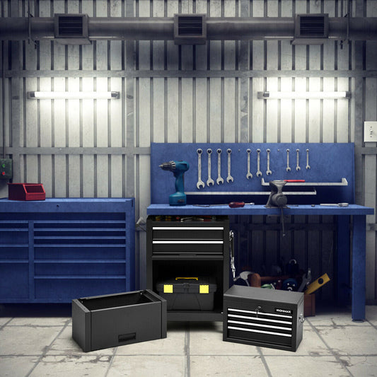 Caja de herramientas de 6 cajones con gabinete alto - Negro