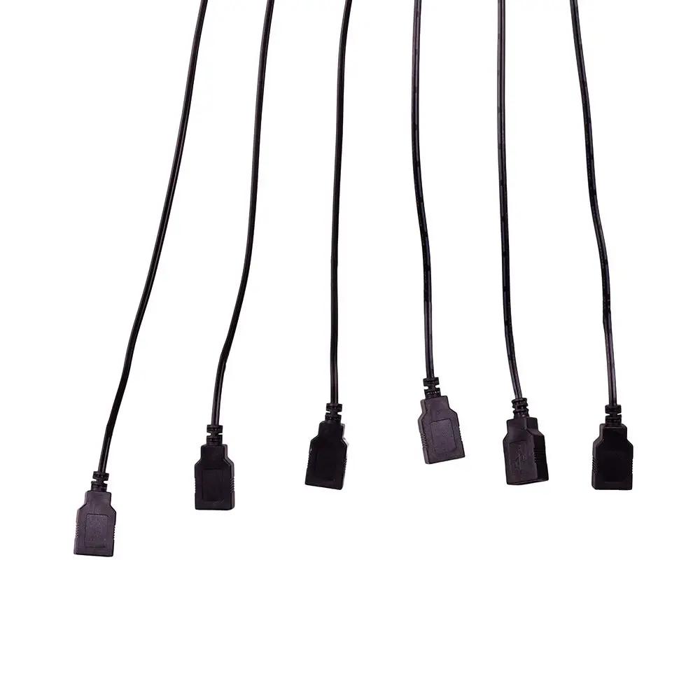 Six-port USB extension cord with 2A plug, black on Tampa Home & Garden Store