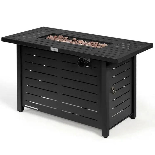 60,000 BTU Brown Rectangular Portable LP Gas Propane Fire Pit Table - Tampa Home & Garden Store