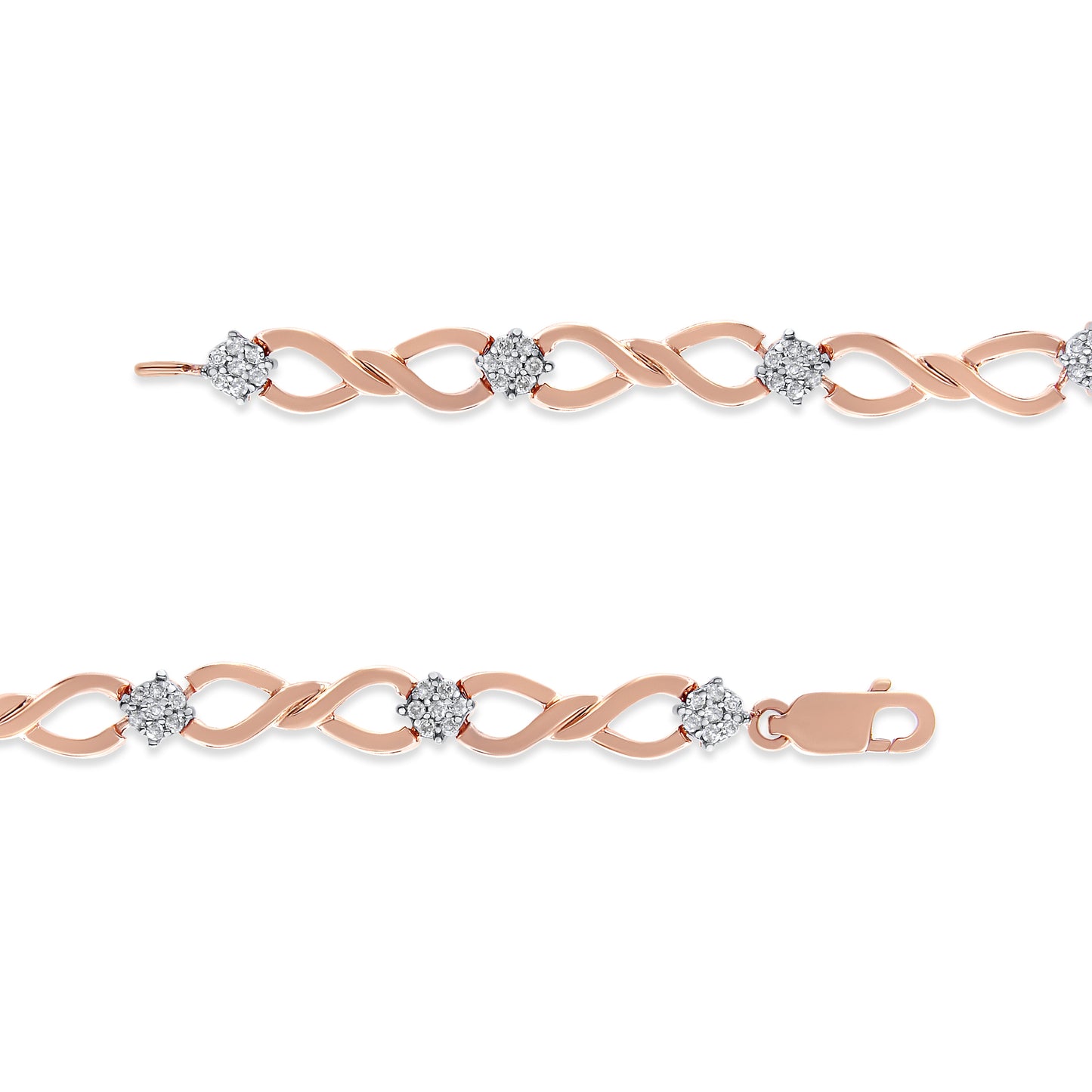 Bracelet: rose gold plated sterling silver infinity-link diamond tennis bracelet, 1/2 ct tw, 7-inch long on Tampa Home & Garden Store