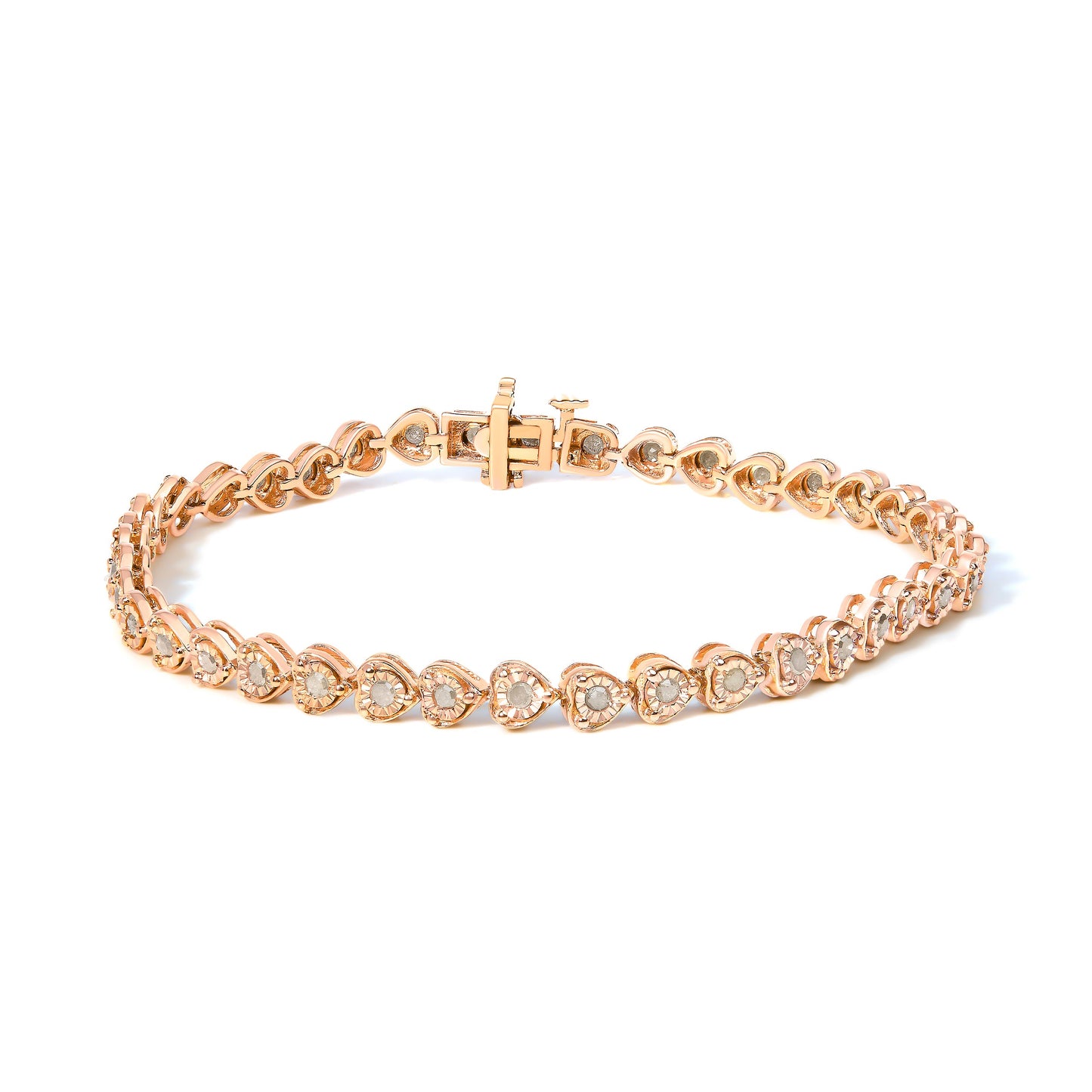 Miracle Set Diamond Heart-Link 7-inch Tennis Bracelet in rose gold tone with diamonds on Tampa Home & Garden Store