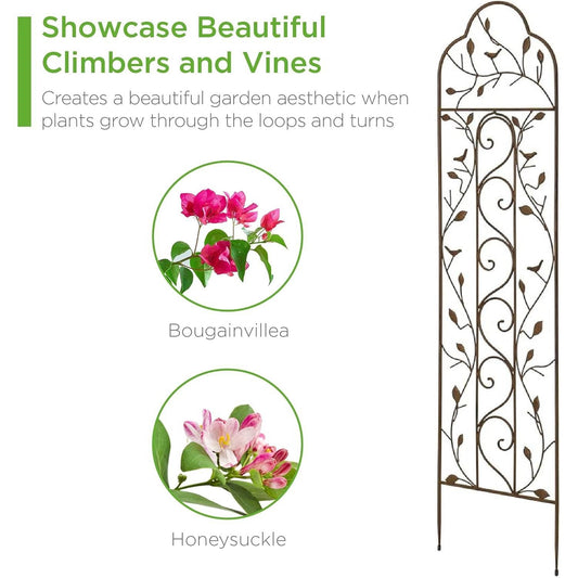 60-inch Tall Outdoor Iron Garden Trellis in Bronze Metal Finish - Tampa Home & Garden Store