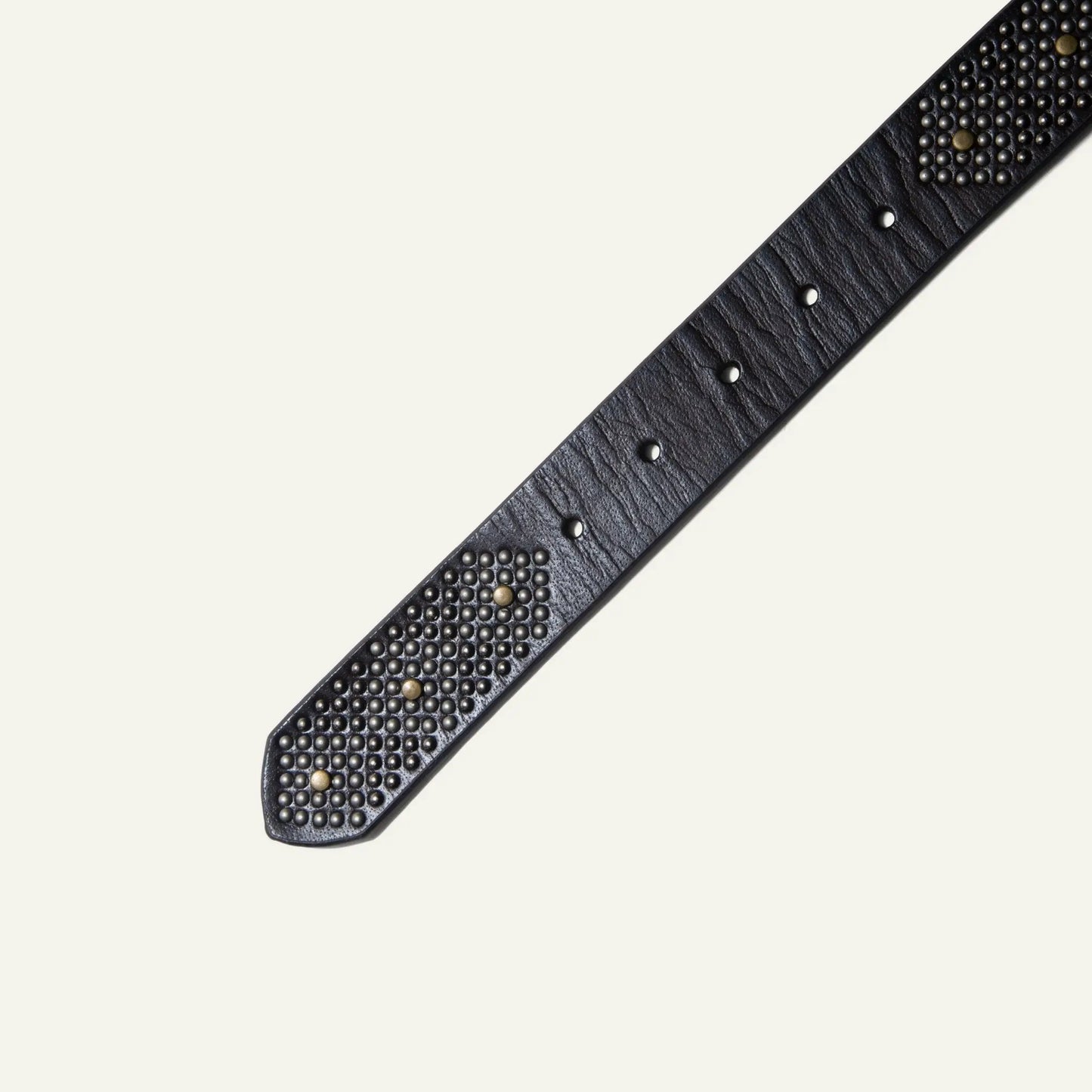 Diamante Wild One Belt by Will Leather Goods, black leather with metal studded accents on Tampa Home & Garden Store