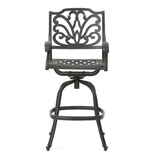 Outdoor Cast Aluminum Swivel Bar Stool In Bronze