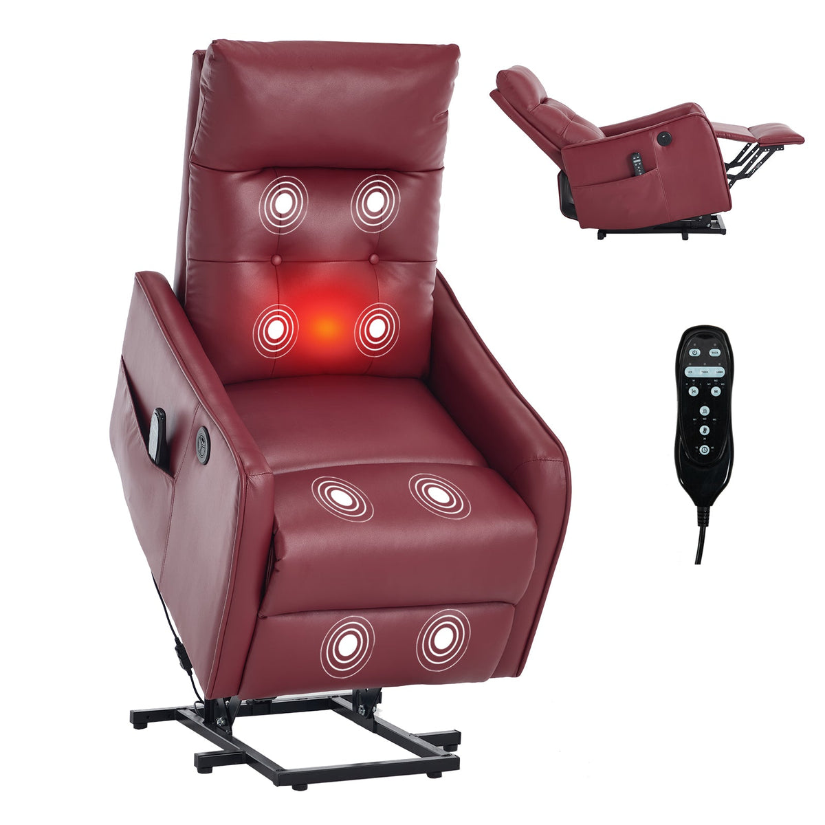 Comfortmax single motor lift recliner chair in red leather with remote HouseOfZazla on Tampa Home & Garden Store