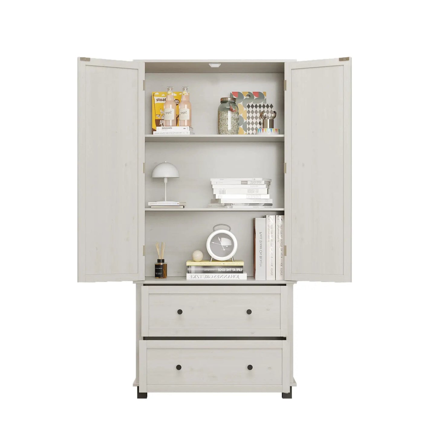 70 inch light gray wood pantry cabinet with 2 drawers and 3 shelves on Tampa Home & Garden Store