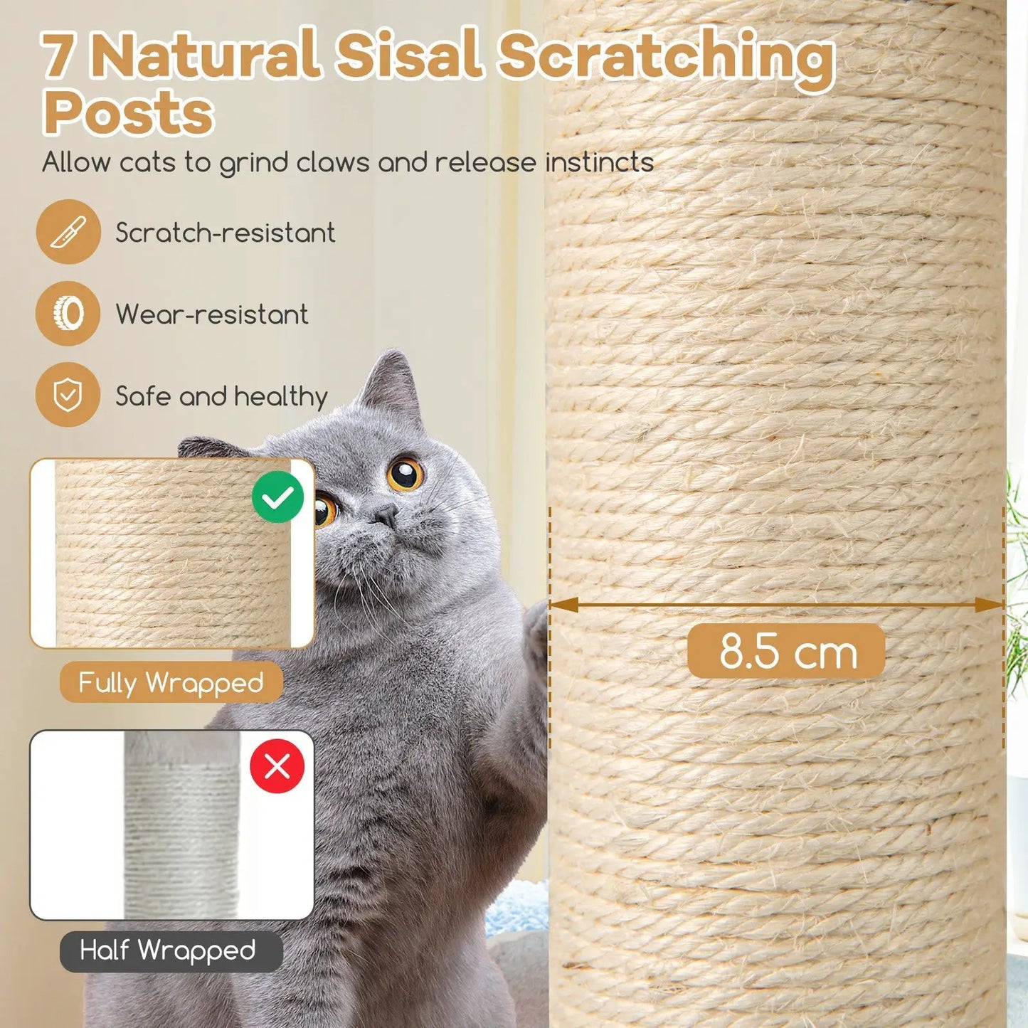 60 Inch Cat Tree with two-story condo and natural sisal posts DirectDeals on Tampa Home & Garden Store