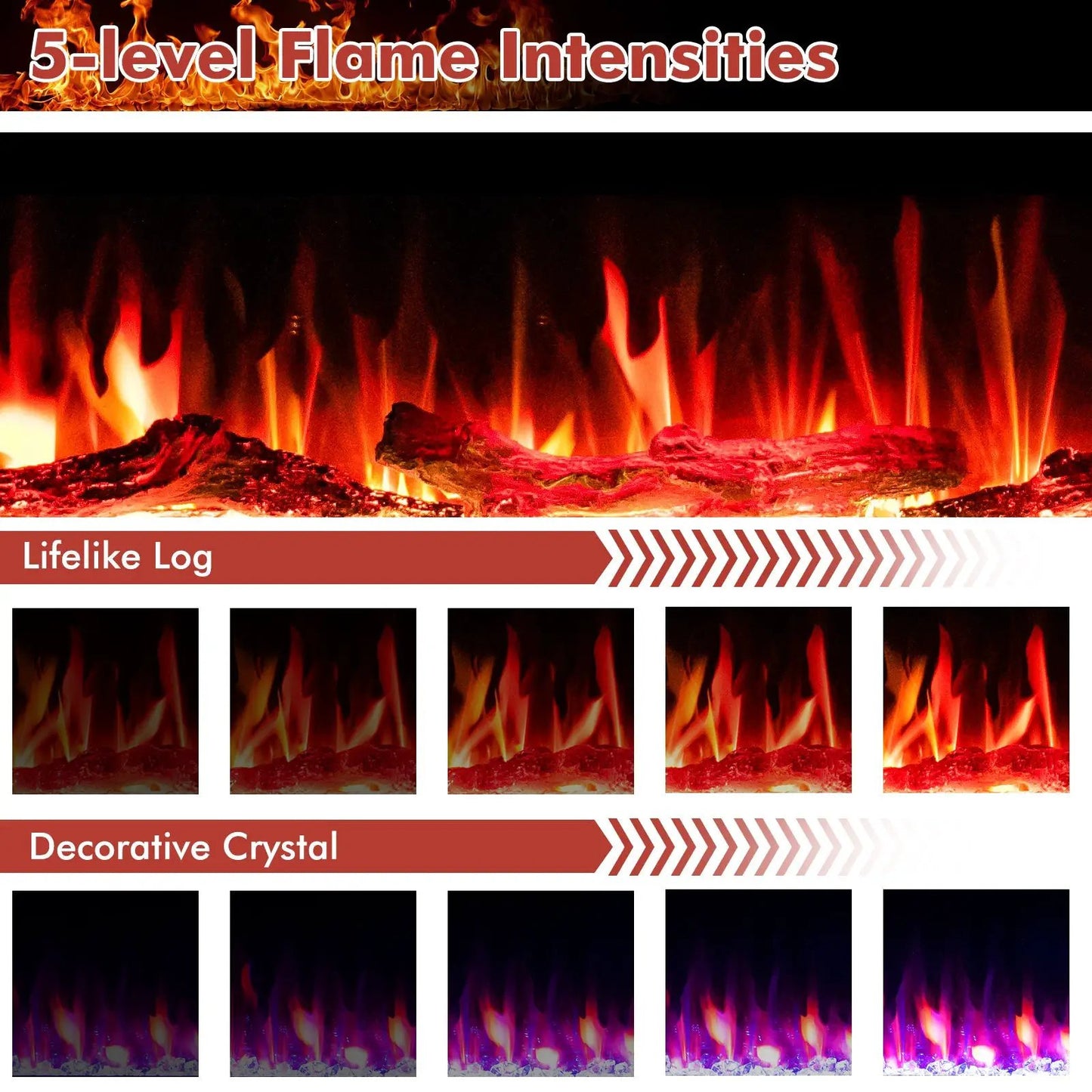 60 Inches Ultra-thin Electric Fireplace with Remote Control and Timer Function - Tampa Home & Garden Store