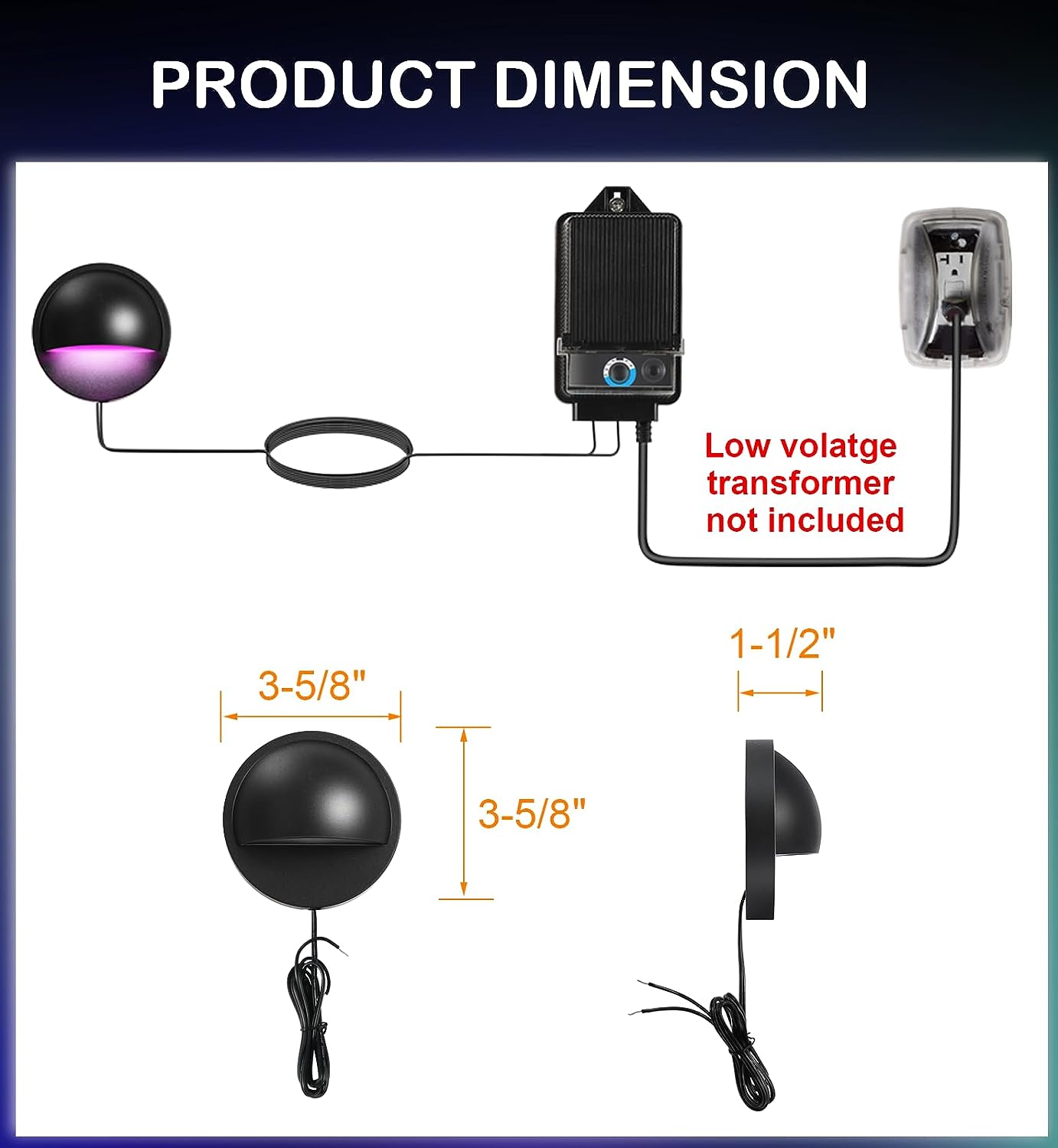 DLRA03 6 Pack 3W RGBCW Color Changing 2700K-6500K Round Waterproof LED Stairs Half Moon Deck Light Fixture - Tampa soil911.com