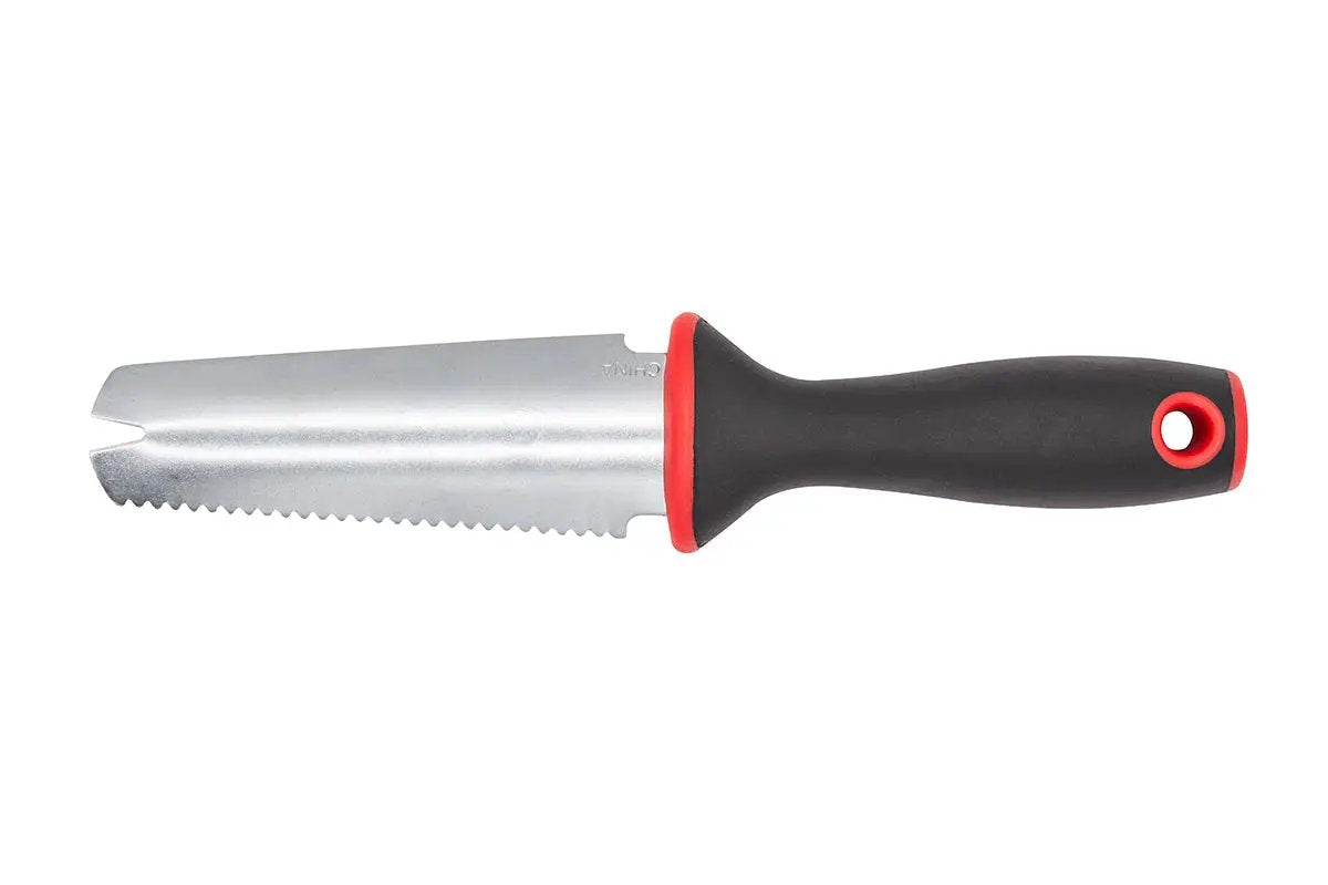 Multipurpose gardening tool 6100 serrated shovel with black ergonomic handle and red accents on Tampa Home & Garden Store