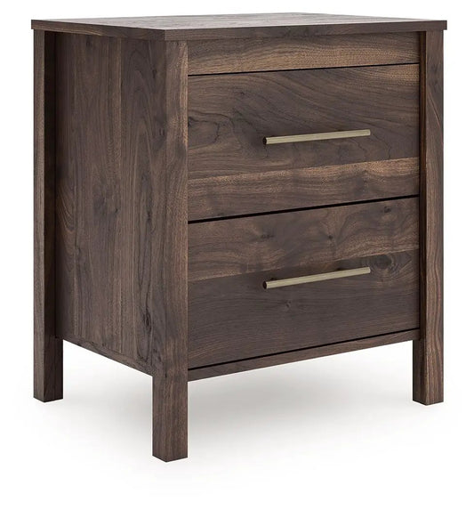 Calverson Night Stand Walnut Finish with Handle