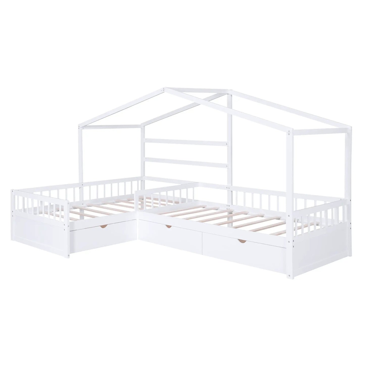 Twin size house platform bed with three drawers white metal frame VIP Digital Presence on Tampa Home & Garden Store