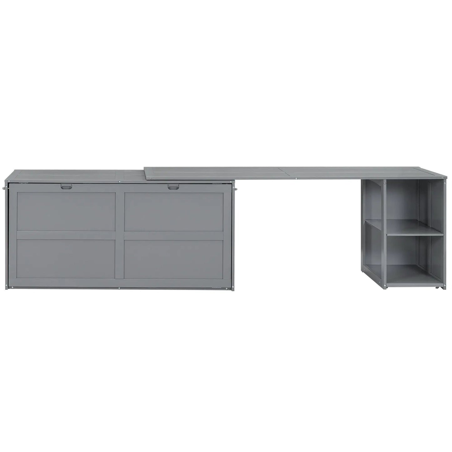 Cama Murphy Queen Size con Escritorio Giratorio Gris