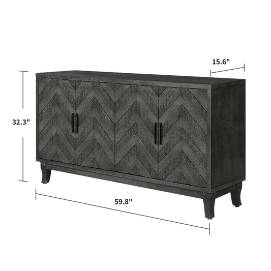 Stronger Vintage Style Buffet Cabinet Taupe Grey chevron front doors VIP Digital Presence on Tampa Home & Garden Store