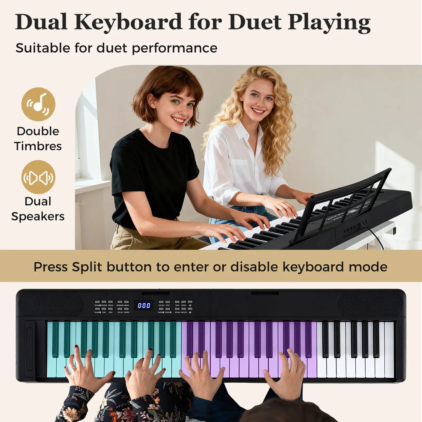 61-Key Foldable piano keyboard with MIDI and split, DirectDeals, black on Tampa Home & Garden Store