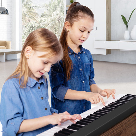 61-Key Folding Piano Keyboard with Full Size Keys and Music Stand-Black - Tampa Home & Garden Store