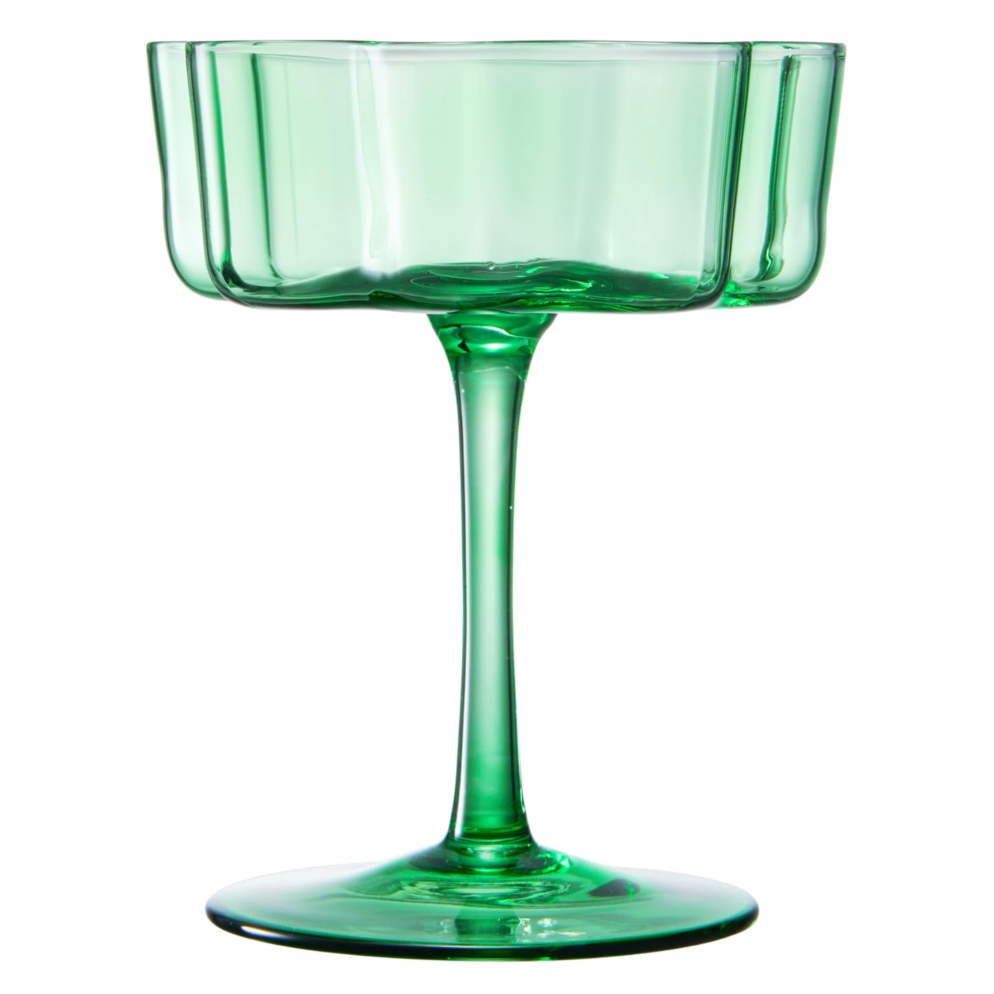 Jade Green Flower Champagne Coupes Set of Two