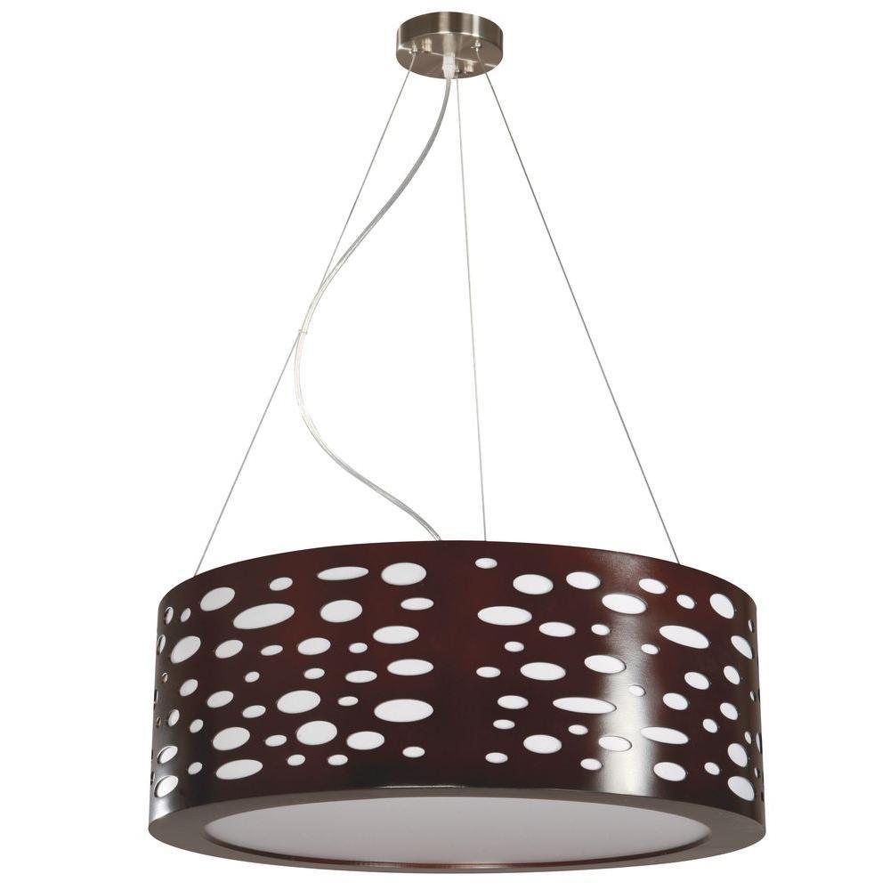 Mokala 3-Light drum pendant, mahogany finish with 3 cables on Tampa Home & Garden Store