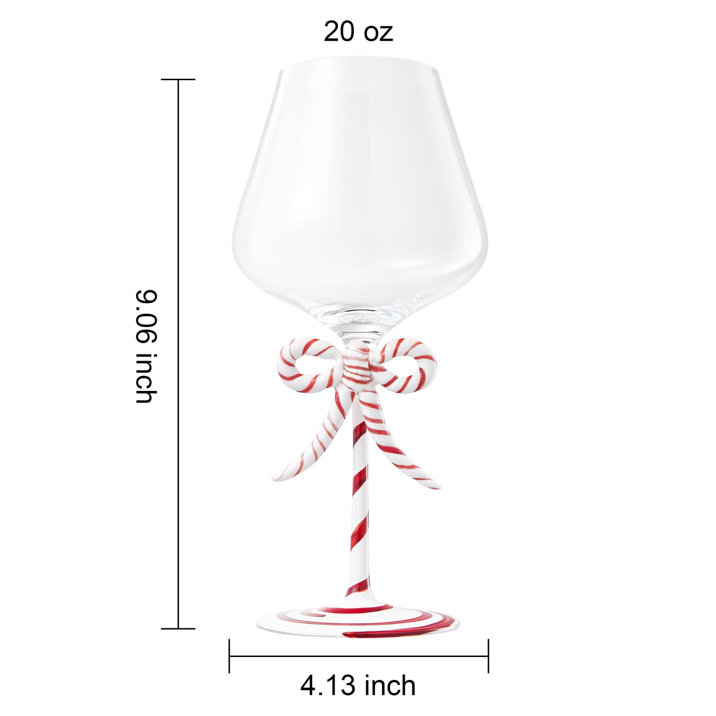 Christmas Candy Cane Stem Wine Glasses A Pair