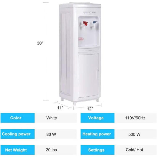 5-Gallon Hot Cold Water Dispenser with Lock by DirectDeals, white tall water cooler on Tampa Home & Garden Store