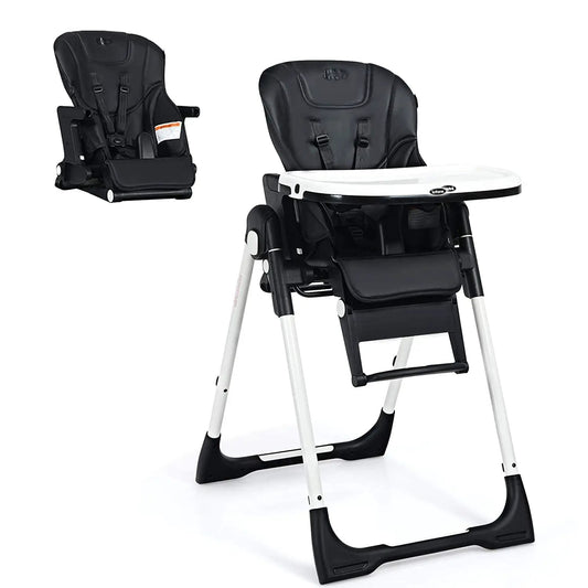4-in-1 High Chair Booster Seat with Recline, black seat and white tray, DirectDeals 2-piece on Tampa Home & Garden Store