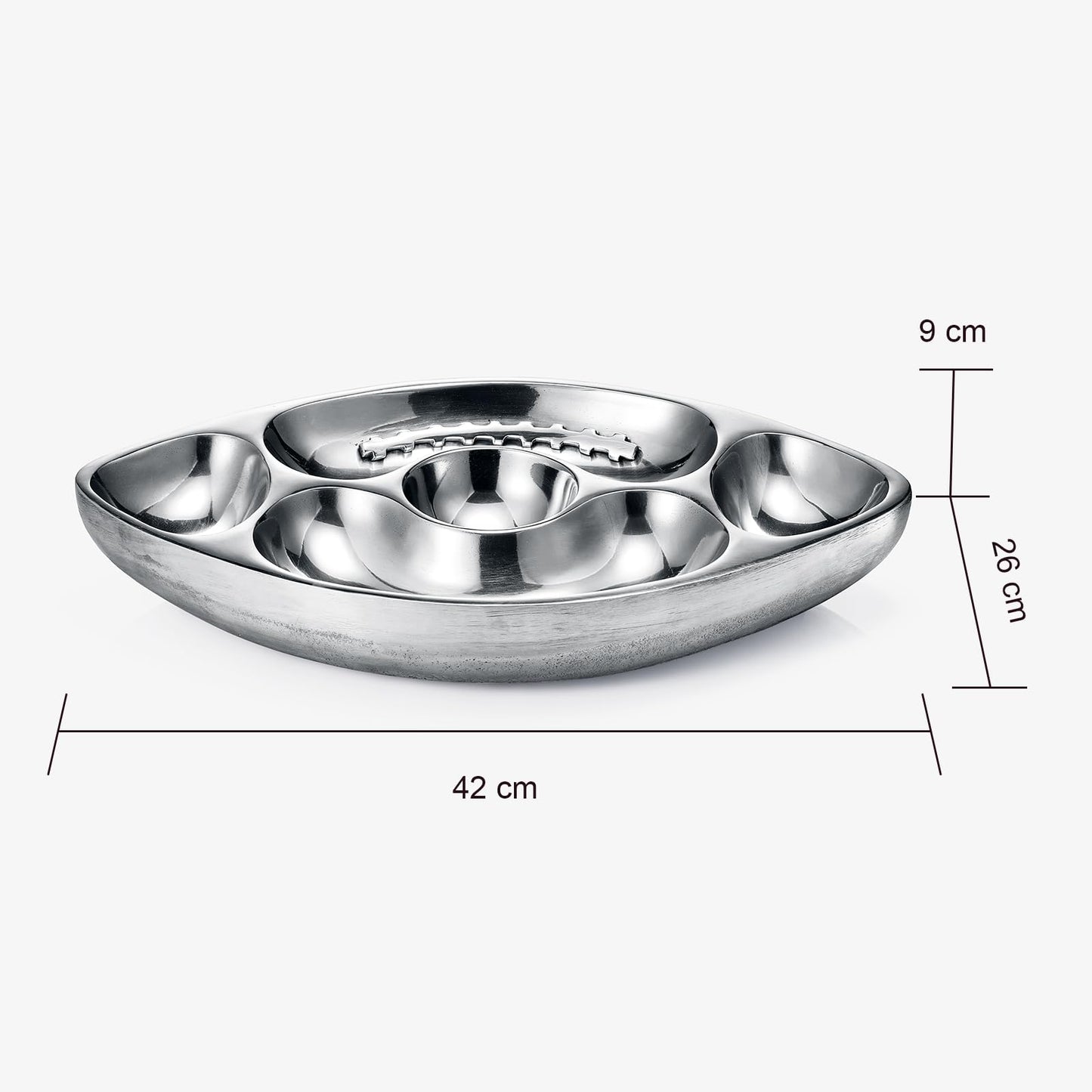 Silver Brass Football Chip and Dip Serving Bowl