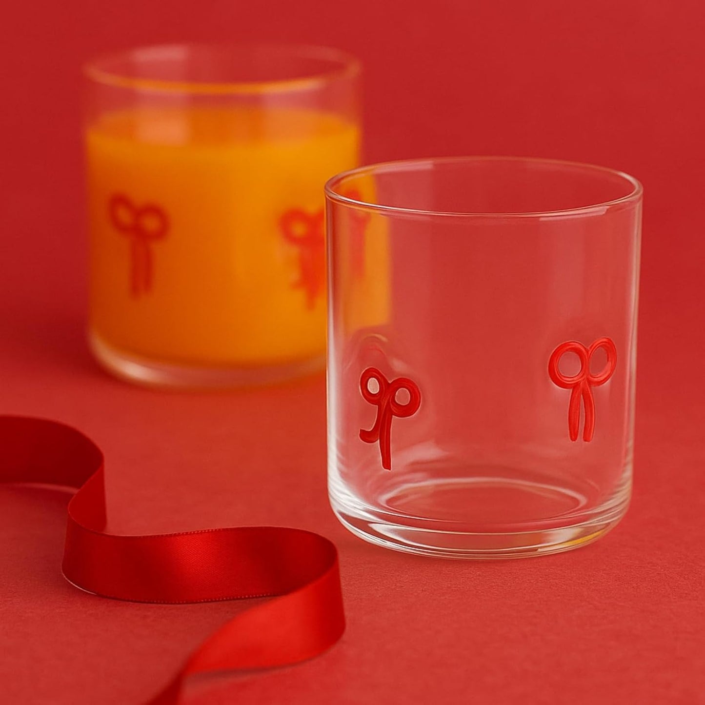 Red Bowtie Clear Acrylic Tumbler Set of Two