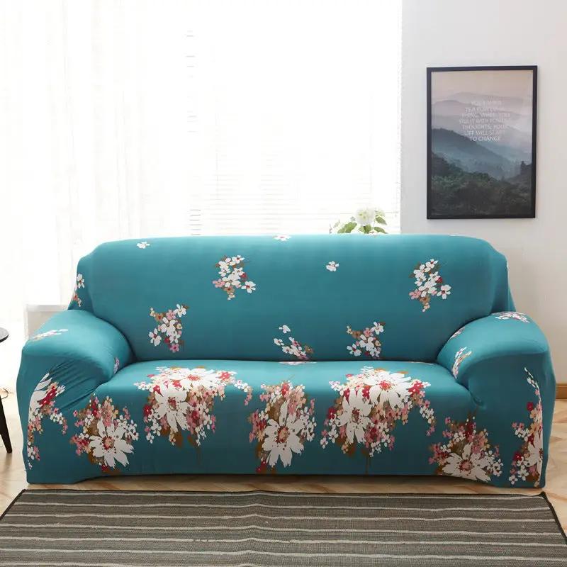 Stretch sofa cover teal floral slipcover for a 3-seat couch FLIPSTYLEZLLC on Tampa Home & Garden Store