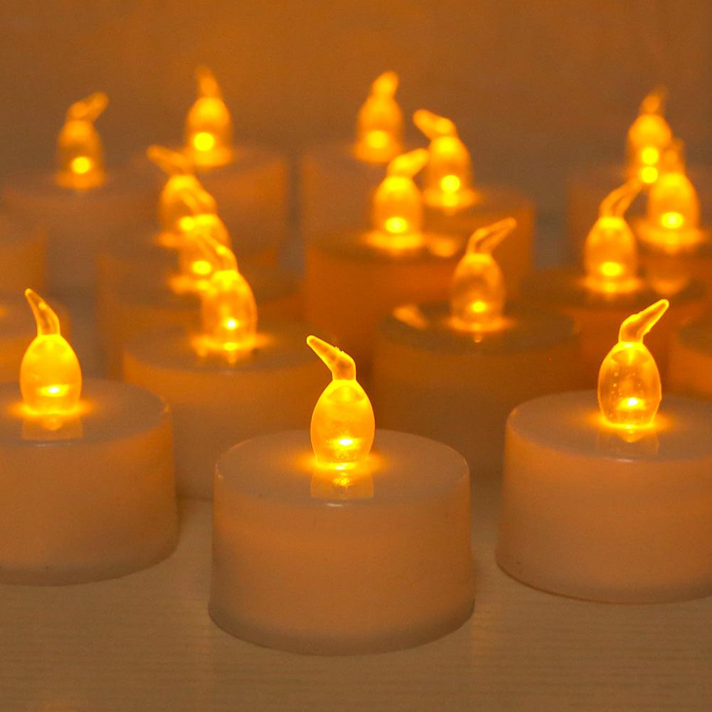Flameless LED tea lights Stevvex warm white, battery powered decorative candles for events on Tampa Home & Garden Store