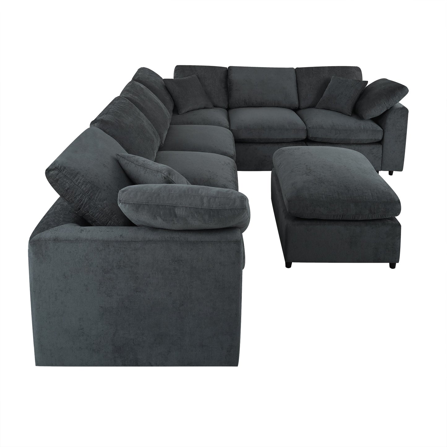 U_Style 120.8-inch extra large modular sectional sofa in dark gray fabric by HouseOfZazla on Tampa Home & Garden Store