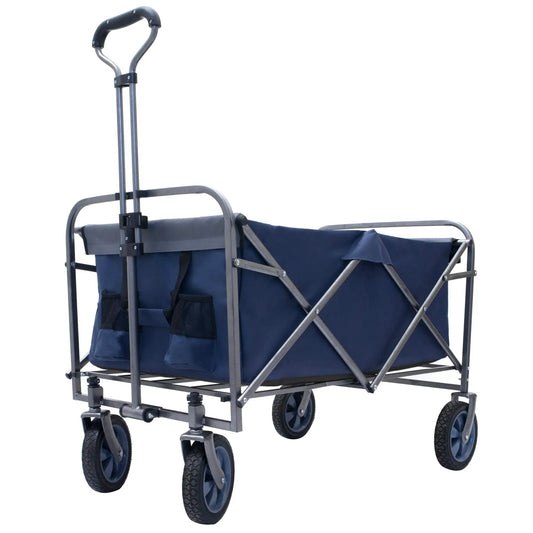 Outdoor collapsible beach wagon cart navy fabric and metal frame for camping on Tampa Home & Garden Store