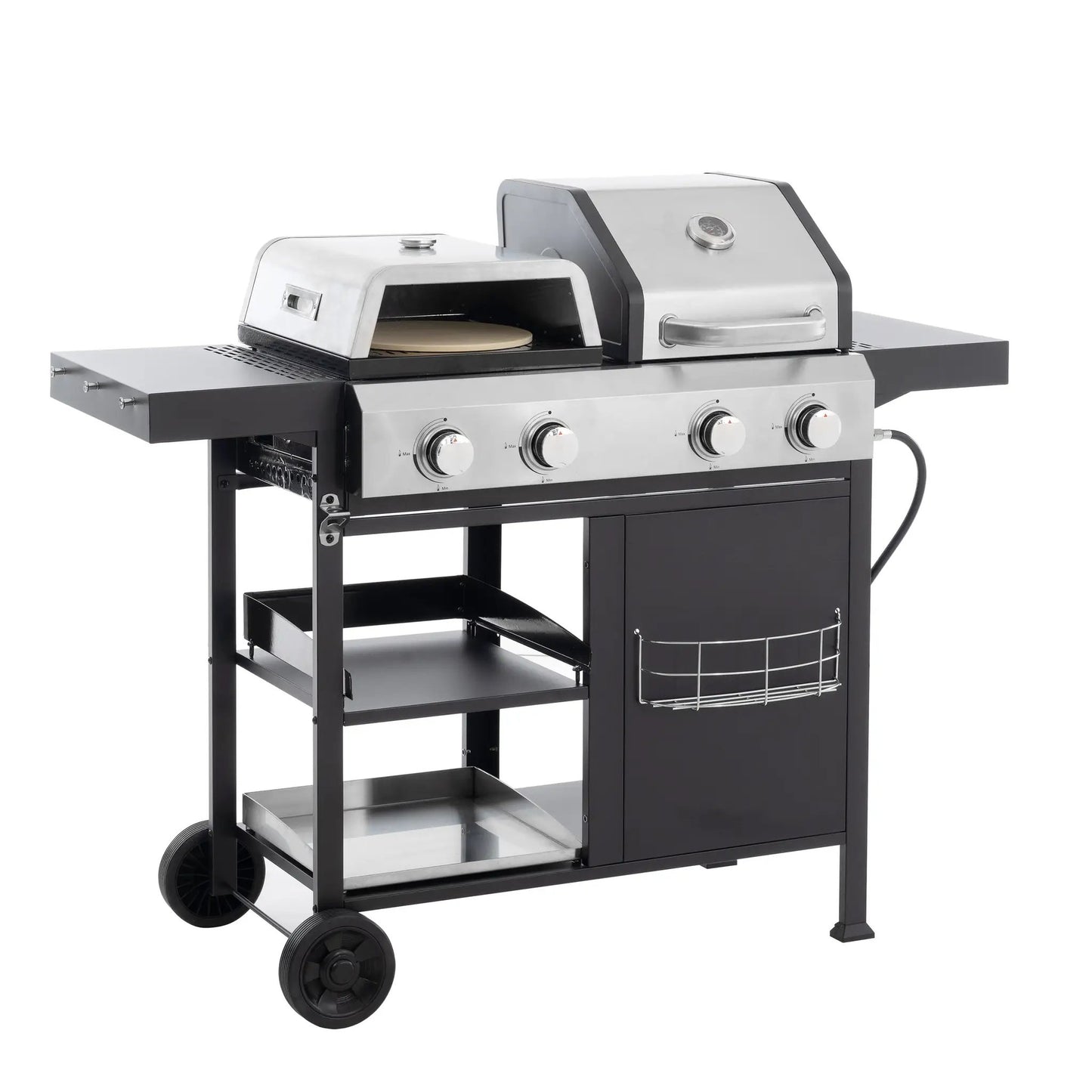 2 by 2 multifunction gas grill and cover stainless steel cart with side burner and wheels on Tampa Home & Garden Store