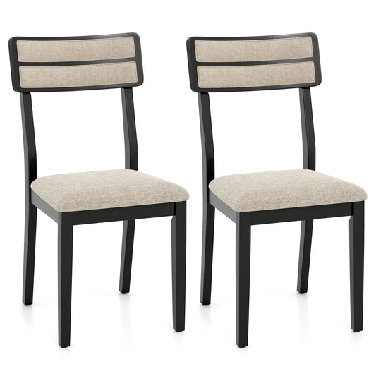 Modern dining chairs set of 2 with black frames and beige upholstered seats and backrests on Tampa Home & Garden Store