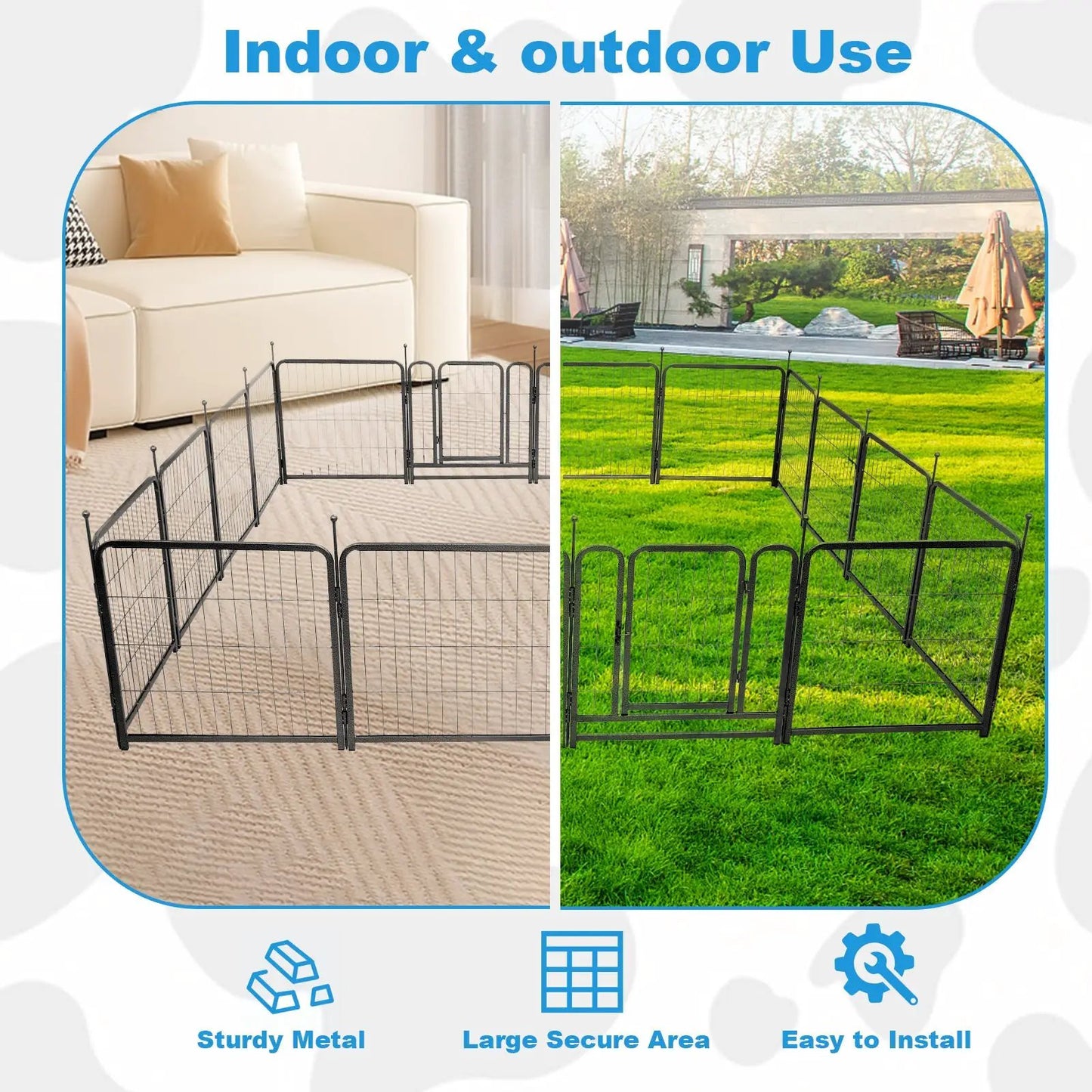 Parque para perros de 16 paneles para exteriores, patio, camping, valla para perros de 24" de altura con 2 puertas.