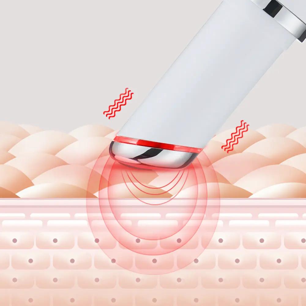 White USB eye massager pen with red heating ring for use shown massaging skin illustration on Tampa Home & Garden Store