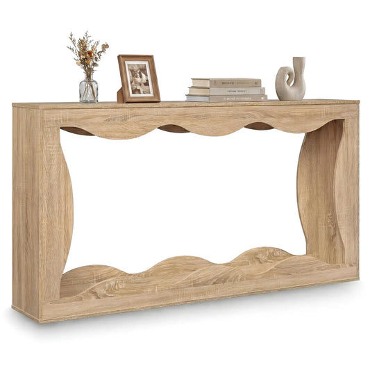 63-Inch Console Table with 2-Tier Storage Shelf