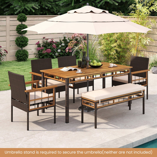 63" Outdoor Dining Table with Acacia Wood Slatted Tabletop - Tampa Home & Garden Store