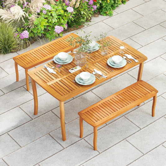 63 inch Outdoor Dining Table with Umbrella Hole Farmhouse Bistro Dinette Furniture - Tampa Home & Garden Store