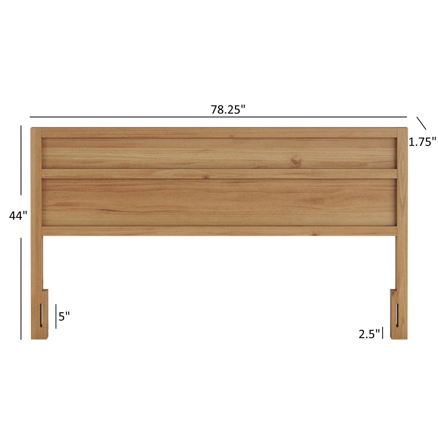 Maddox panel headboard natural wood finish with horizontal slats 78.25 in wide by HouseOfZazla on Tampa Home & Garden Store