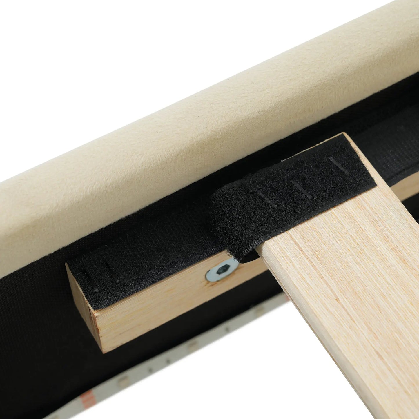 Marco de Cama Inteligente de Terciopelo Tamaño Completo con Cabecero de Altura Ajustable y Luces LED, No Necesita Somier, Fácil Montaje, Beige