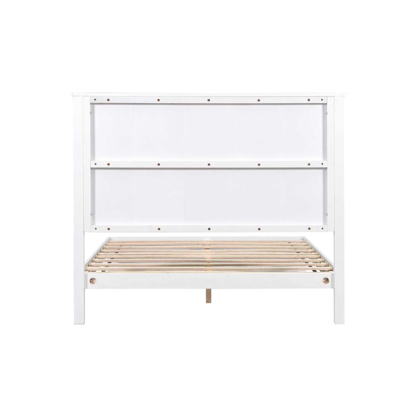 Sleek White Queen Bed Frame and Solid Wood Base